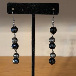 Black and Graphite Glass Bead Earrings